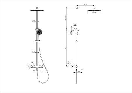 Душевая система с термостатом WONZON & WOGHAND STICK, Черный матовый (WW-88739903-MB) Душевая система с термостатом WONZON & WOGHAND STICK, Черный матовый (WW-88739903-MB)
