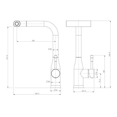 Смеситель для кухни с мультифункциональным изливом Splenka S206.49.09, графит