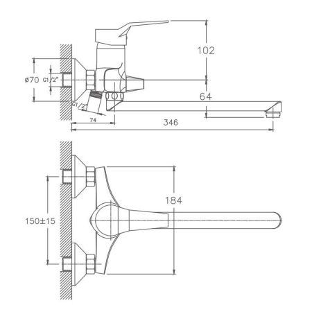 Смеситель для ванны Haiba HB2263, хром, артикул HB2263