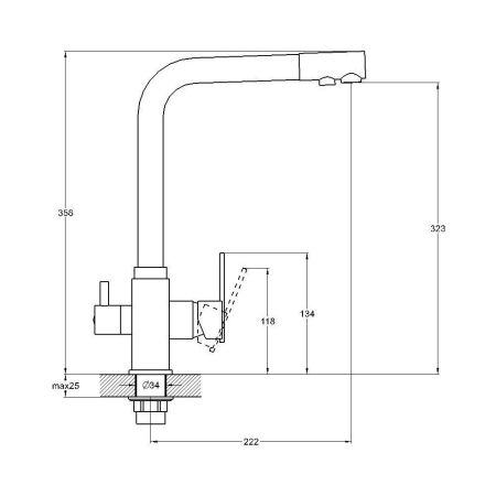 Смеситель для кухни с подключением фильтра G.Lauf GEP18-A076, хром