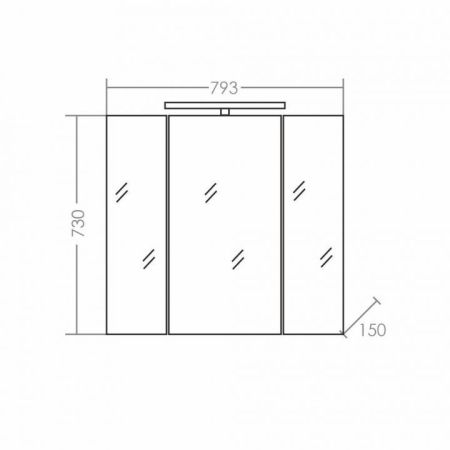 Зеркальный шкаф "Стандарт 80" трельяж фацет, свет, артикул 113011