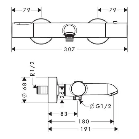 AXOR CITTERIO M Cмеситель для ванны внешнего монтажа, термостатический, цвет шлифованное золото, артикул 34435250