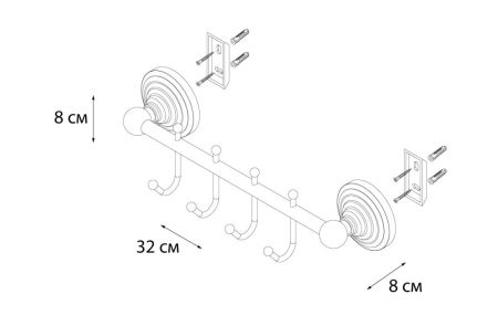 Планка FIXSEN Retro 4 крючка (FX-83805-4), артикул FX-83805-4