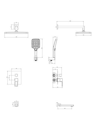 Душевая система для ванны и душа DQ Dortmund встраиваемая с изливом черный (DA1715605), артикул DA1715605