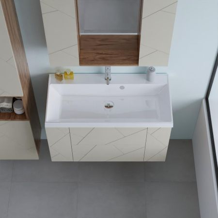 Тумба под раковину подвесная Бриклаер КРИСТАЛЛ латте, 90 см, артикул 4627125416958