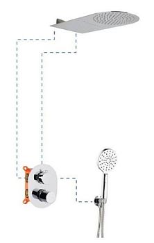 AQG Tube, душевой комплект EC314 на 3 потребителя: с консольным верхним душем с каскадом, цвет хром
