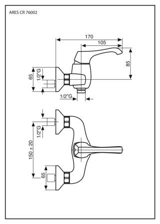 Смеситель Ares для душа, цвет черный матовый