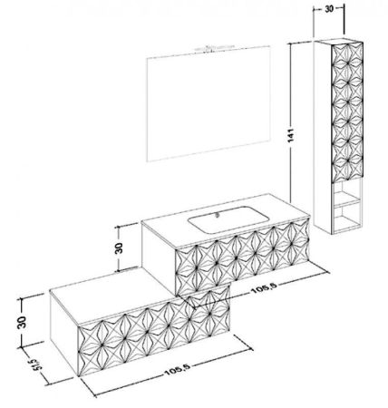 Мебель для ванной комнаты CEZARES LECCE 105, артикул LC/BS1051.607
