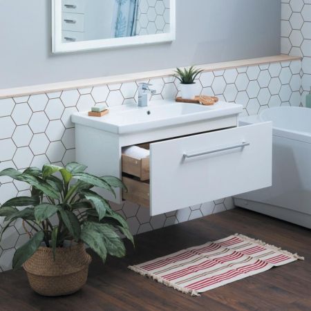 Тумба с раковиной подвесная Dreja Big Inn 65 см, белый, артикул 77-0201W-com