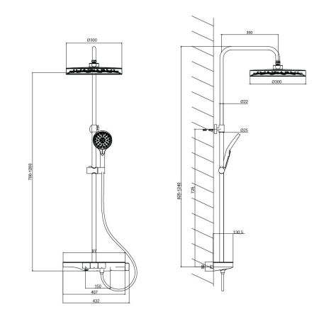душевые стойки Vincea Душевая стойка Inspire VSFS-3I12TMB термостатическая с изливом, 30см верх.душ, черный,, артикул VSFS-3I12TMB