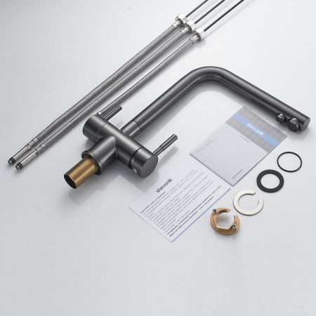 Смеситель для кухни с подключением фильтра Shevanik S468T, оружейная сталь