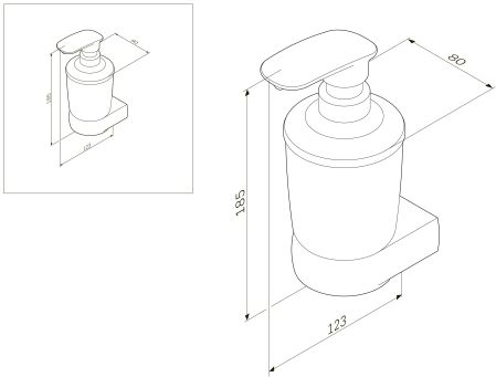 A3036900 Sensation, Стеклянный диспенсер для жидкого мыла с настенным держателем, хром, шт
