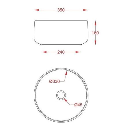 ARTCERAM COGNAC Раковина настольная Ø 35 см, цвет матовый белый, Saniglaze