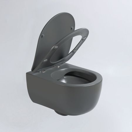 Унитаз подвесной Evo VT1-34SMA безободковый, цвет антрацит матовый, ультратонкое soft-close сиденье, артикул VT1-34SMA