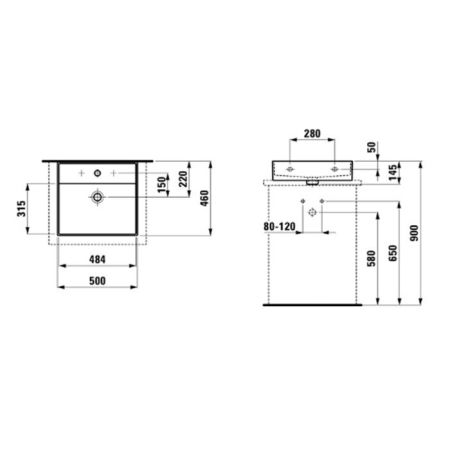 Laufen Kartell Раковина 500х460х120мм с 1 отв. под смеситель, цвет: белый