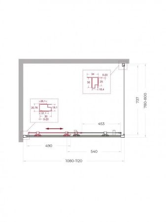 UNO-195-AH-1-110/80-C-NERO Душевой уголок, артикул UNO-195-AH-1-110/80-C-NERO