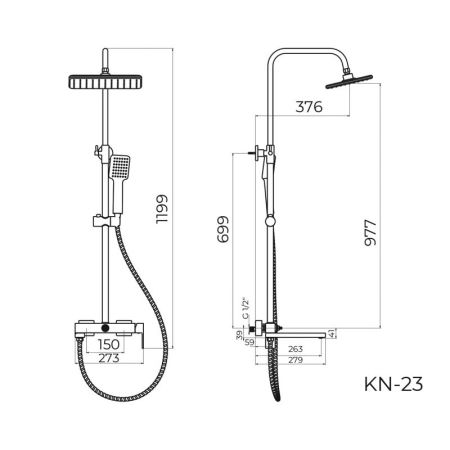 Душевая система Knotlor KN-23/WY, белый, артикул KN-23/WY