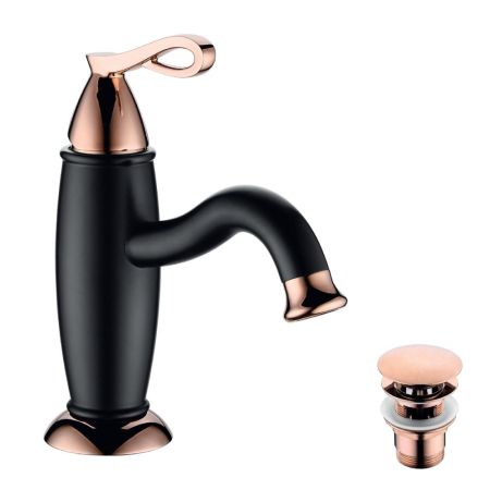 Смеситель для раковины Lemark Prime LM6106BRG Черный матовый Розовое золото, артикул LM6106BRG