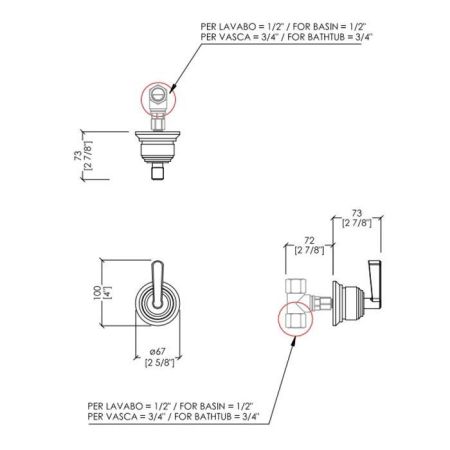 Devon & Devon Manhattan Кран запорный,  цвет никель блестящий, артикул MNH467NK