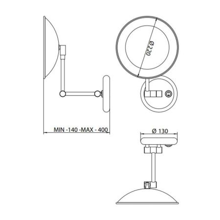 Bongio Hotelerie Зеркало косметическое настенное, диаметр 220 мм, цвет матовое французское золото, артикул 04042HMLM