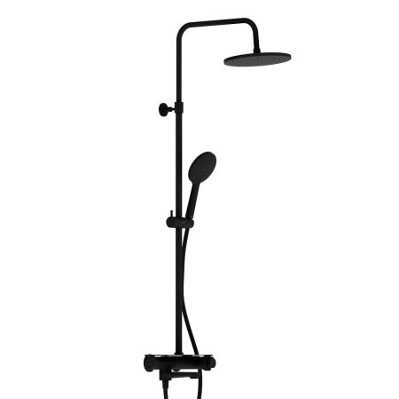 977760300 Jupiter душевая система с ванно-душевым ТМС смесителем-полкой, черный, артикул 977760300