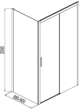 Боковая стенка Aquanet Pleasure AE60-F-90H200U-BT 90, прозрачное стекло, артикул AE60-F-90H200U-BT