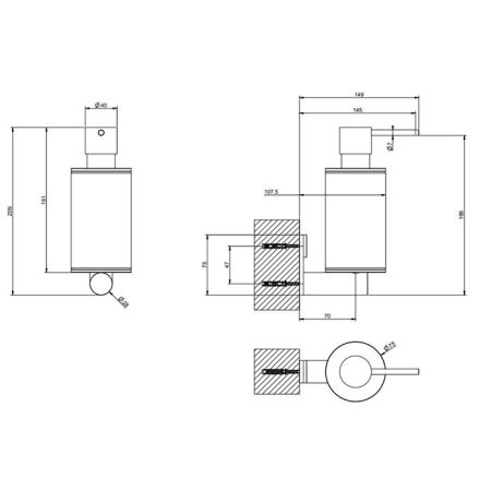 GESSI 316 Дозатор для жидкого мыла настенный, цвет: черный/brushed black metal pvd, артикул 54714#707