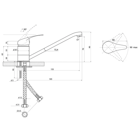 Смеситель для кухни Славен СЛ-ОД-П20, хром