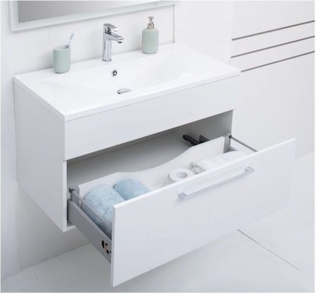 Тумба с раковиной De Aqua Кубика 90 белый, артикул 00212686