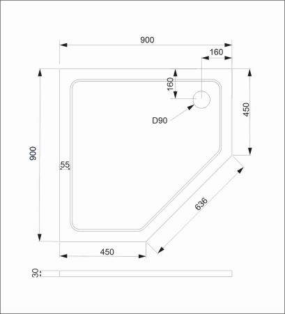 Душевой поддон Veconi Tezeo stone TZ-12, 900x900x30, искусственный камень, белый
