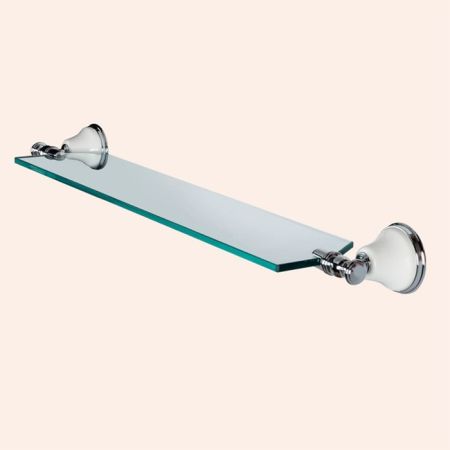 TW Harmony 018, стеклянная полочка 71см, цвет держателя:  белый/хром, артикул TWHA018bi/cr