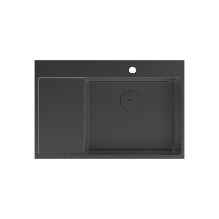 Кухонная мойка Lemark KEZADRA 780P прямоугольная с крылом из нержавеющей стали (чаша СПРАВА) цвет: чёрный матовый (9932156), артикул 9932156