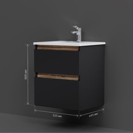 M85AFHX0552BM X-Joy, База под раковину, подвесная, 55 см, 2 ящика, черный матовый, артикул M85AFHX0552BM