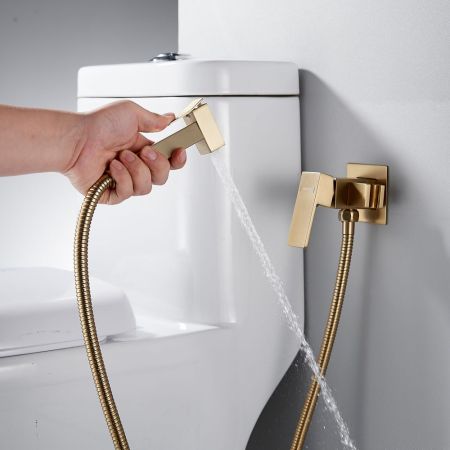 Гигиенический душ со смесителем Shevanik S127G, золотой сатин