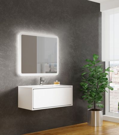 Тумба с раковиной SanVit Бруно-1 120 kbruno1120 в цвете Ral подвесная Розовый глянец