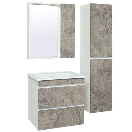 Тумба под раковину Runo Манхэттен 65 4620750028961 Белая Серый бетон