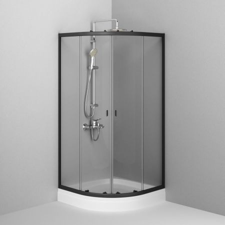W88E-205-080BT64 X-Joy Twin Slide,  Душевое ограждение c поддоном, 80x80, профиль черный, артикул W88E-205-080BT64