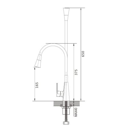 Смеситель для кухни с гибким изливом Shevanik S543H-3, черный