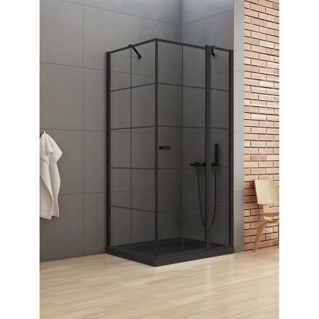 Душевое ограждение NEW TRENDY NEW SOLEO BLACK R 90x90x195 K-0581 (черный), артикул K-0581