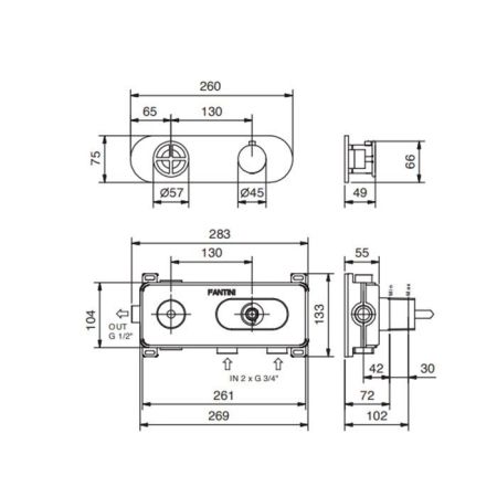 Fantini Fontane Bianche Смеситель для душа термостатический, на 1 источник (наружняя часть), цвет: Matt Gun Metal PVD, артикул 47 P5 P331B