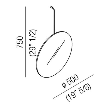 Agape Bucatini Круглое зеркало d50x75 см, на прозрачном держателе, цвет: матовый черный, артикул ABUC0178EBTR