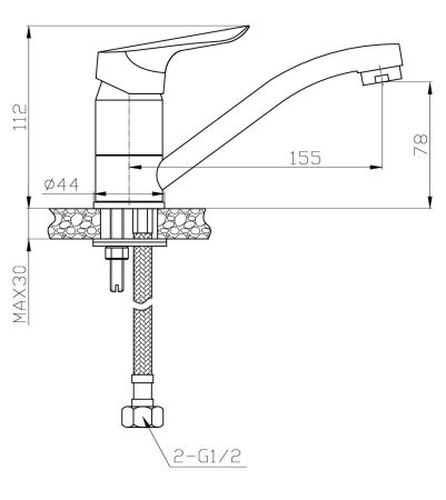 Смеситель CAIRO для кухни, излив 140мм, артикул: CI 15