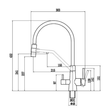 Смеситель для кухни с подключением фильтра воды Fmark FS1462-L01, сатин/черный