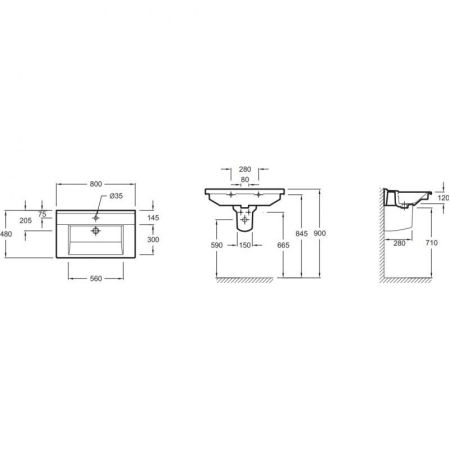 Подвесная раковина-столешница 80 х 48 см Jacob Delafon EXH112-00