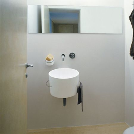 Agape Bucatini Раковина подвесная круглая 40.5x49x33.5 см, без отв., цвет: матовый белый