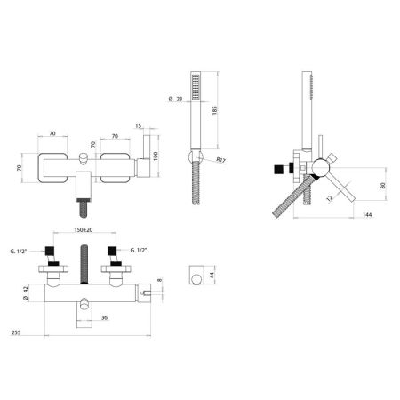Bongio Tmix15 Смеситель для ванны, цвет хром, артикул 08526CR0DPR