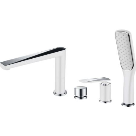 Смеситель врезной на борт ванны VENTURO белый + хром, артикул 370-W