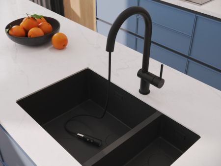 Смеситель для кухни Cersanit BRASKO однорычажный с выдвижным изливом черный (68225), артикул 68225