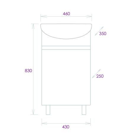 Тумба Onika Милтон 45 напольная, серая/дуб сонома (ум.Уют 45), артикул 104512