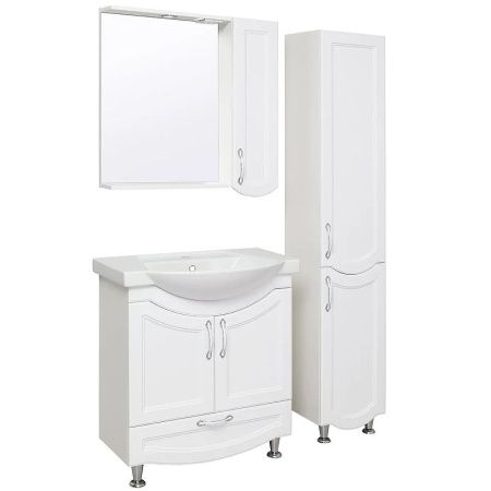 Зеркало со шкафом Runo Неаполь 75 R 4620750029029 с подсветкой Белое